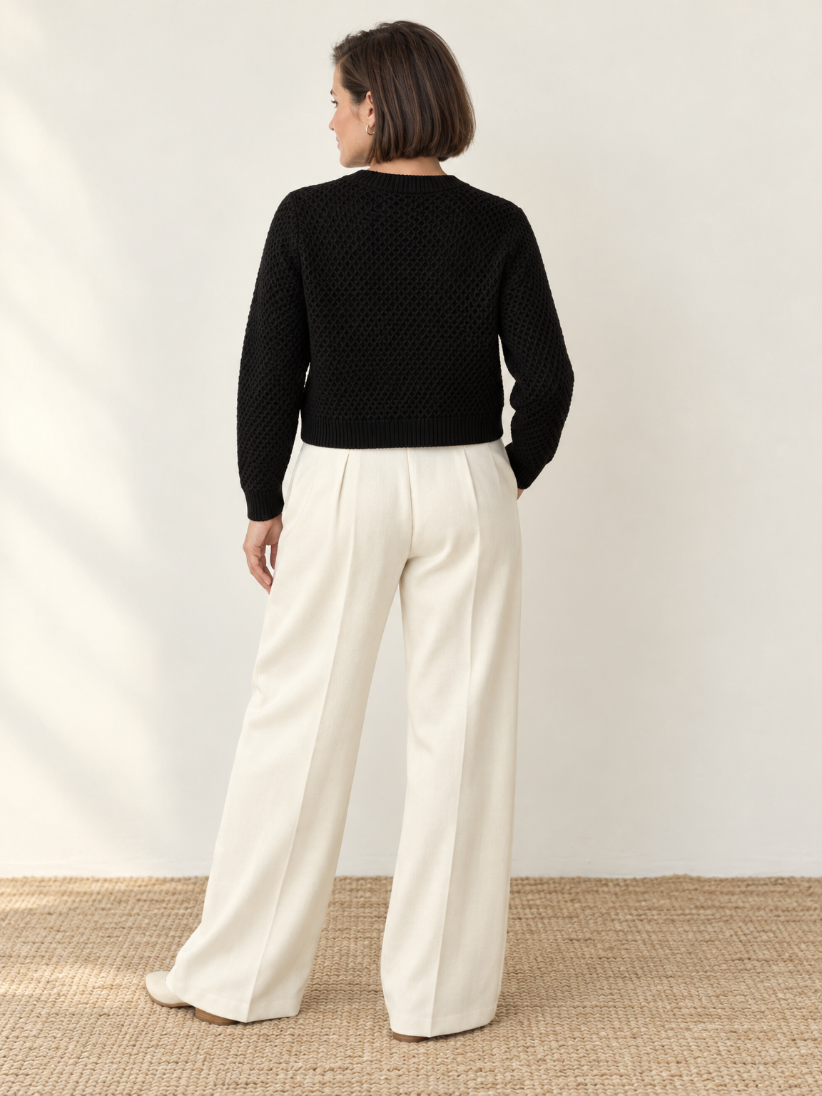Gold Button Cropped Knit Cardigan