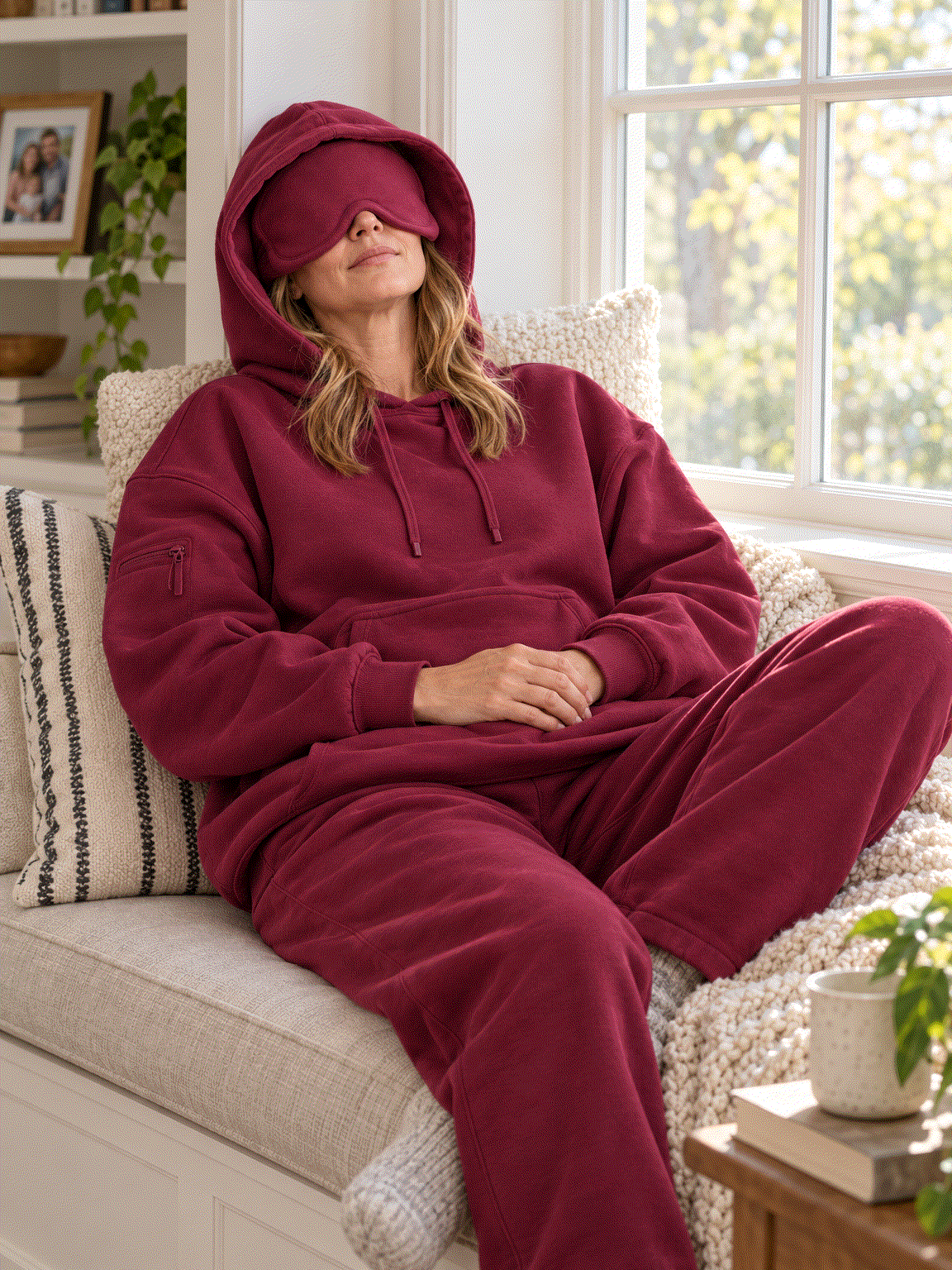 Lounge Travel Hoodie with Built-In Eye Mask