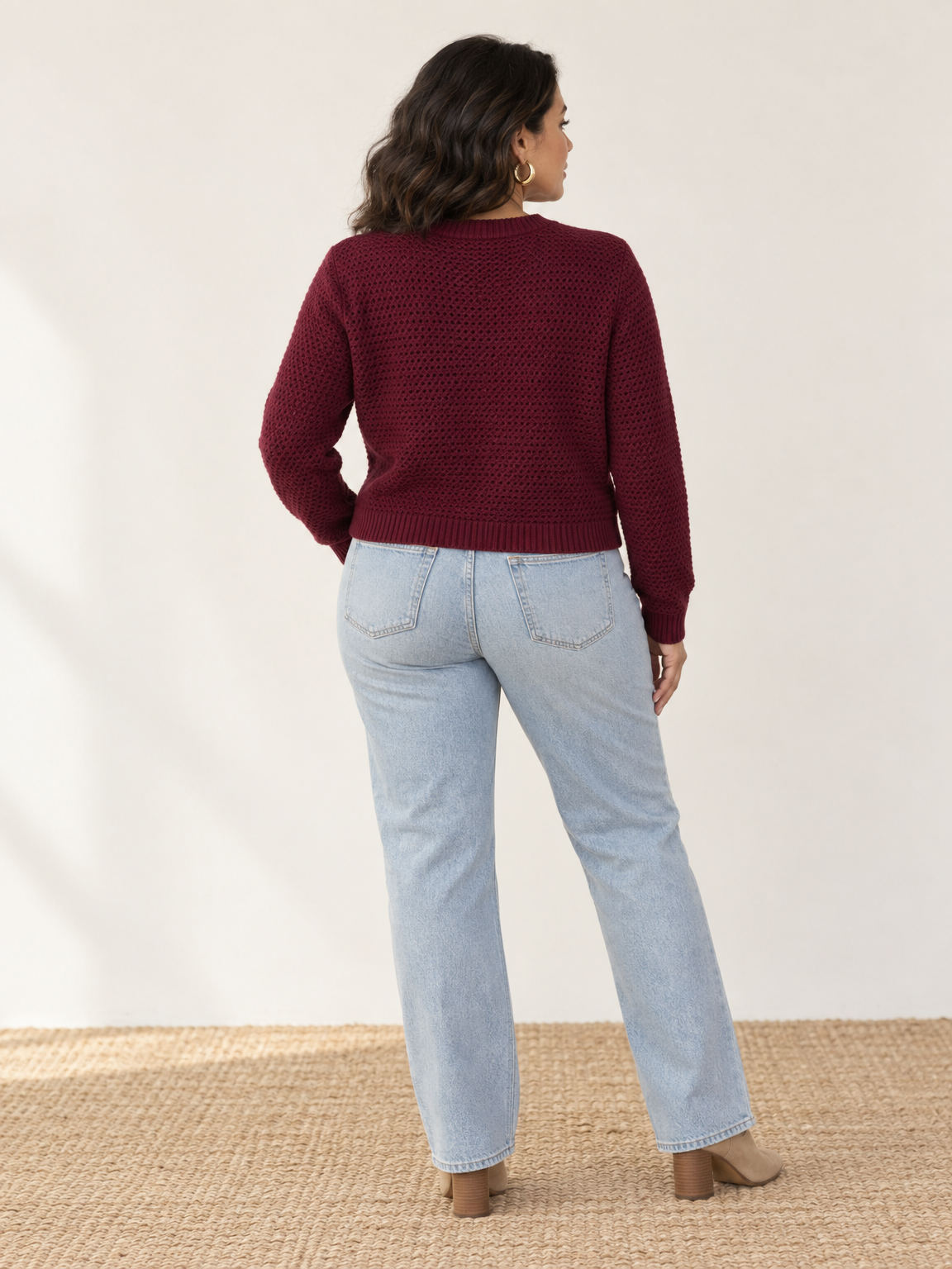 Gold Button Cropped Knit Cardigan