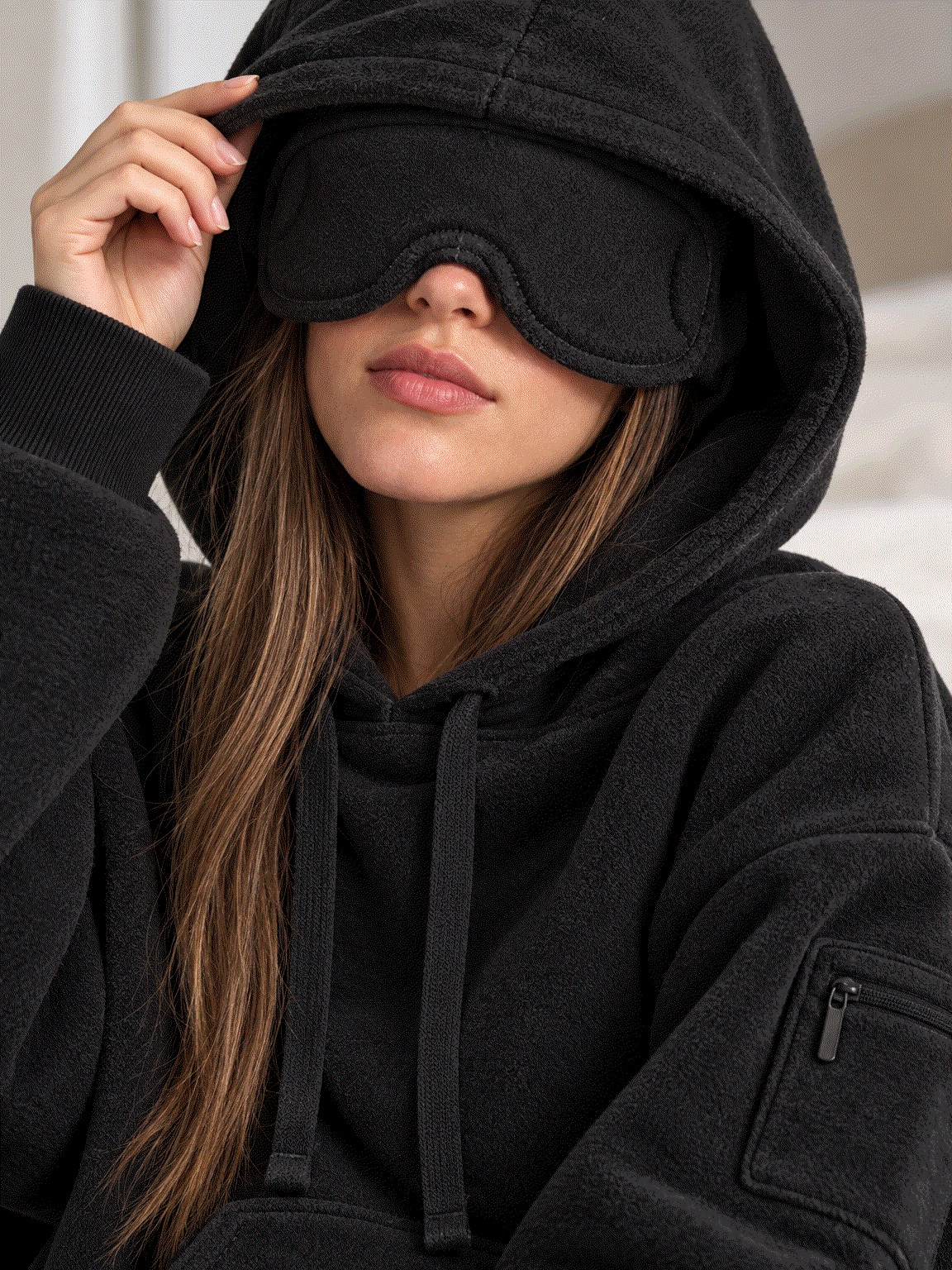 Lounge Travel Hoodie with Built-In Eye Mask