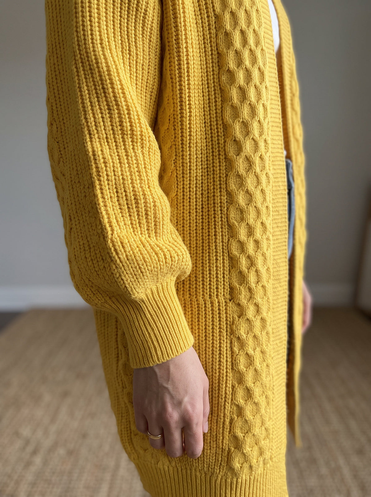 Lantern Sleeve Longline Knit Cardigan