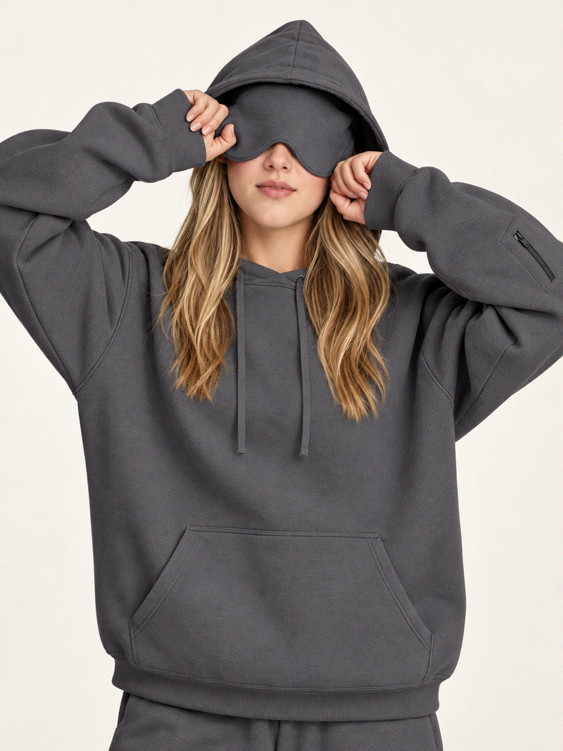 Lounge Travel Hoodie with Built-In Eye Mask
