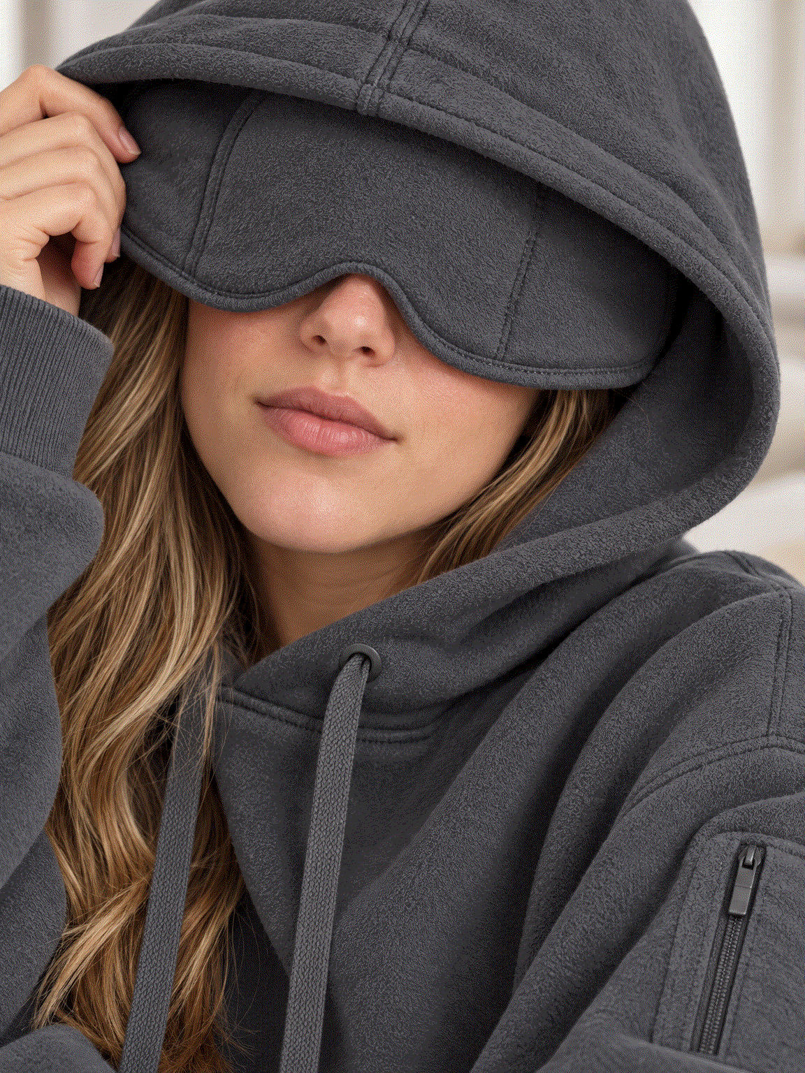 Lounge Travel Hoodie with Built-In Eye Mask