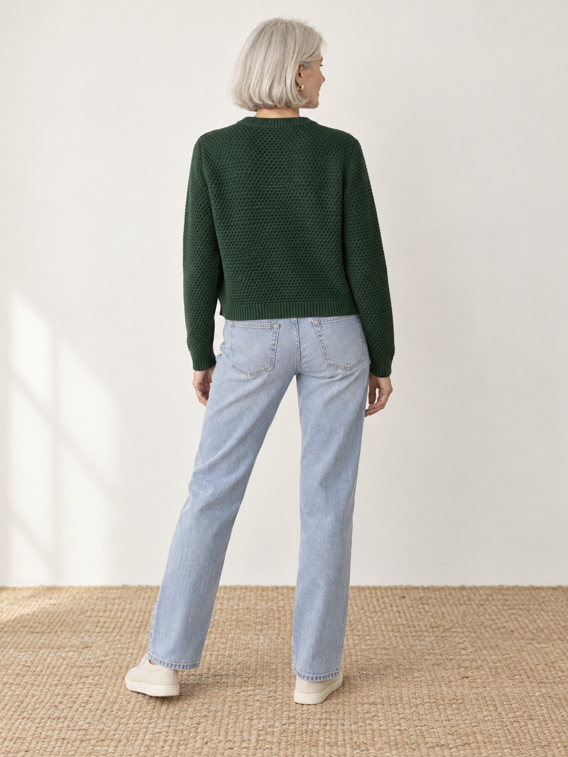 Gold Button Cropped Knit Cardigan