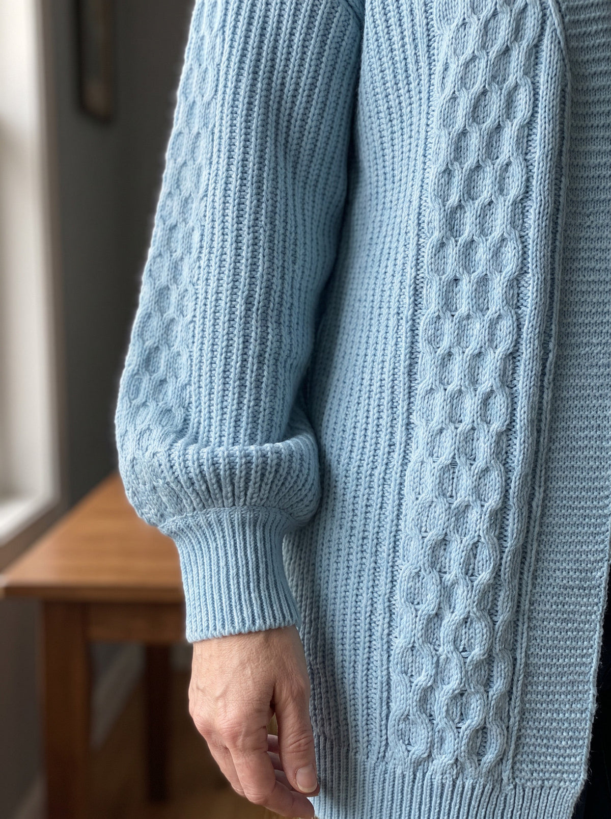 Lantern Sleeve Longline Knit Cardigan