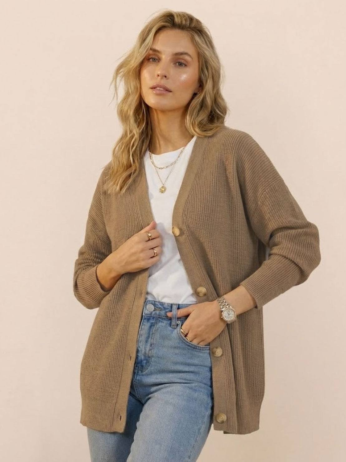 Relaxed Fit Oversized Button Down Knitwear Cardigan