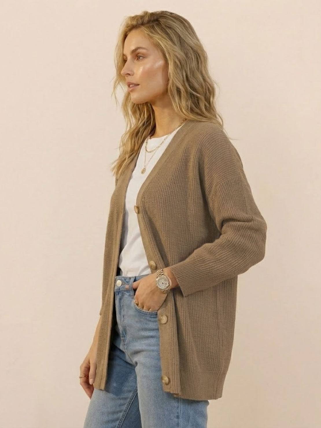 Relaxed Fit Oversized Button Down Knitwear Cardigan