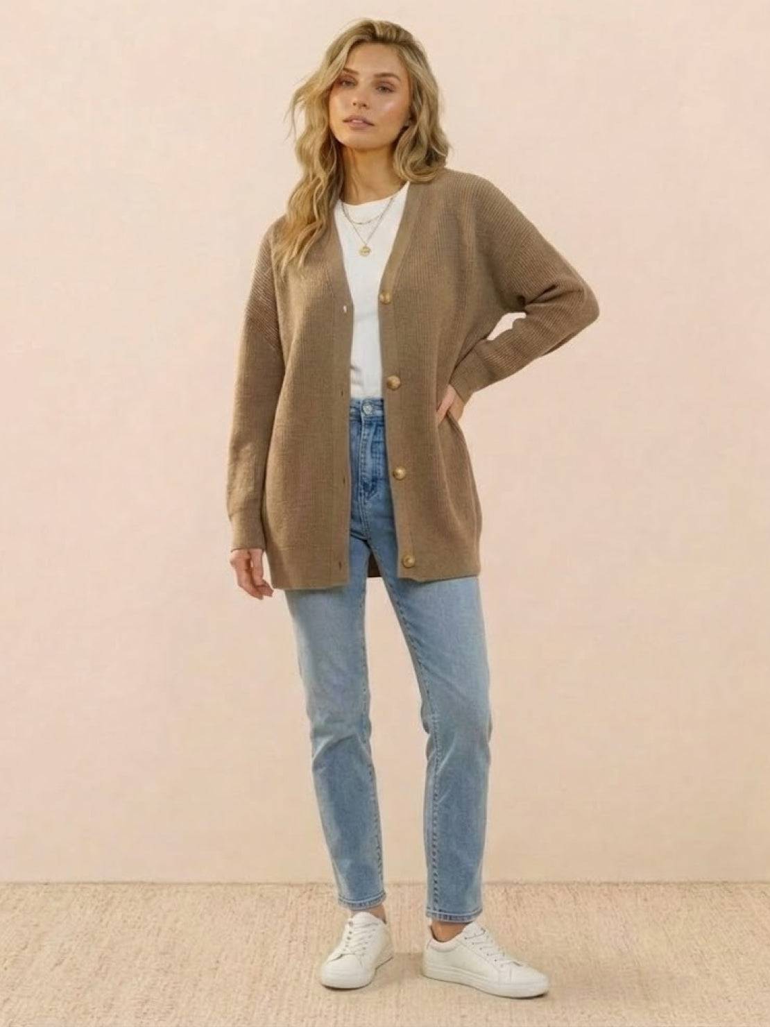 Relaxed Fit Oversized Button Down Knitwear Cardigan