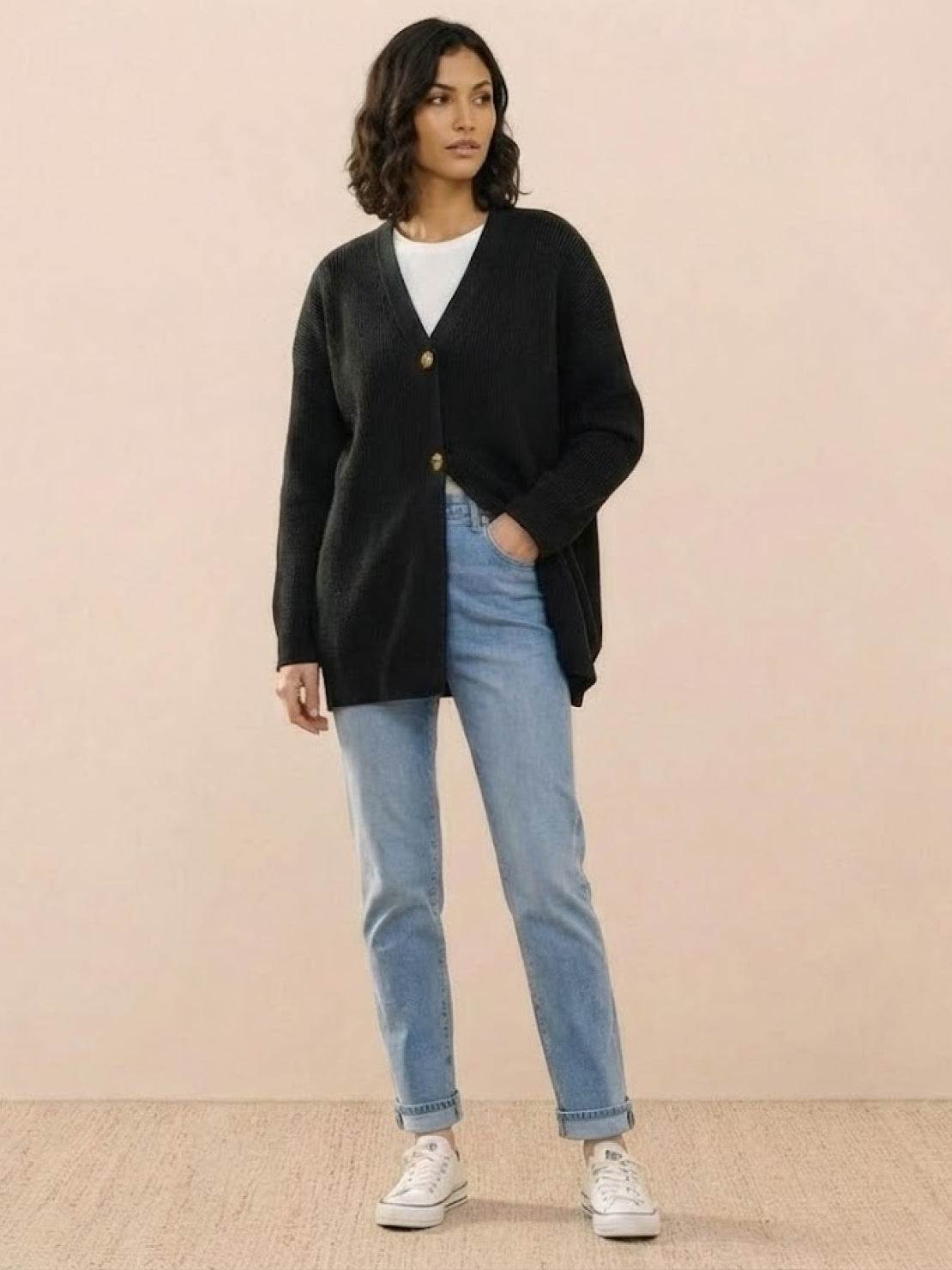 Relaxed Fit Oversized Button Down Knitwear Cardigan