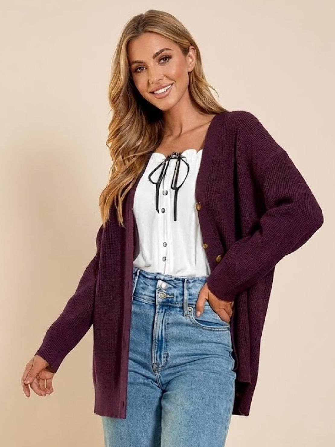 Relaxed Fit Oversized Button Down Knitwear Cardigan
