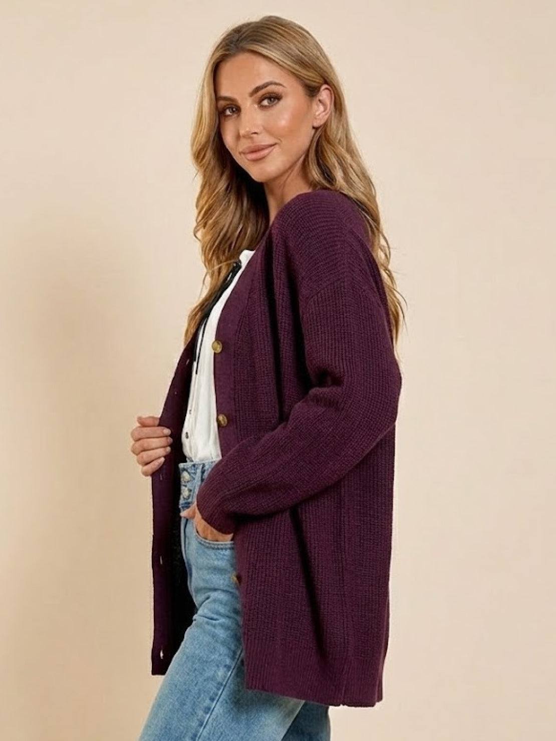 Relaxed Fit Oversized Button Down Knitwear Cardigan
