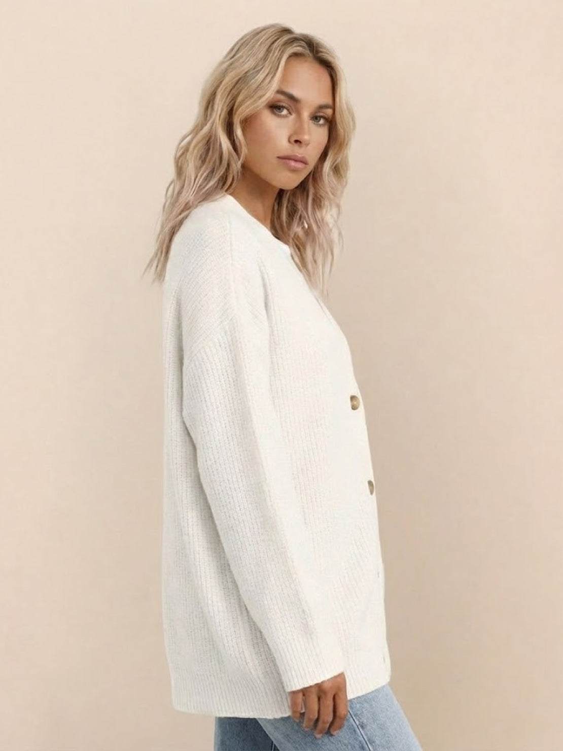 Relaxed Fit Oversized Button Down Knitwear Cardigan