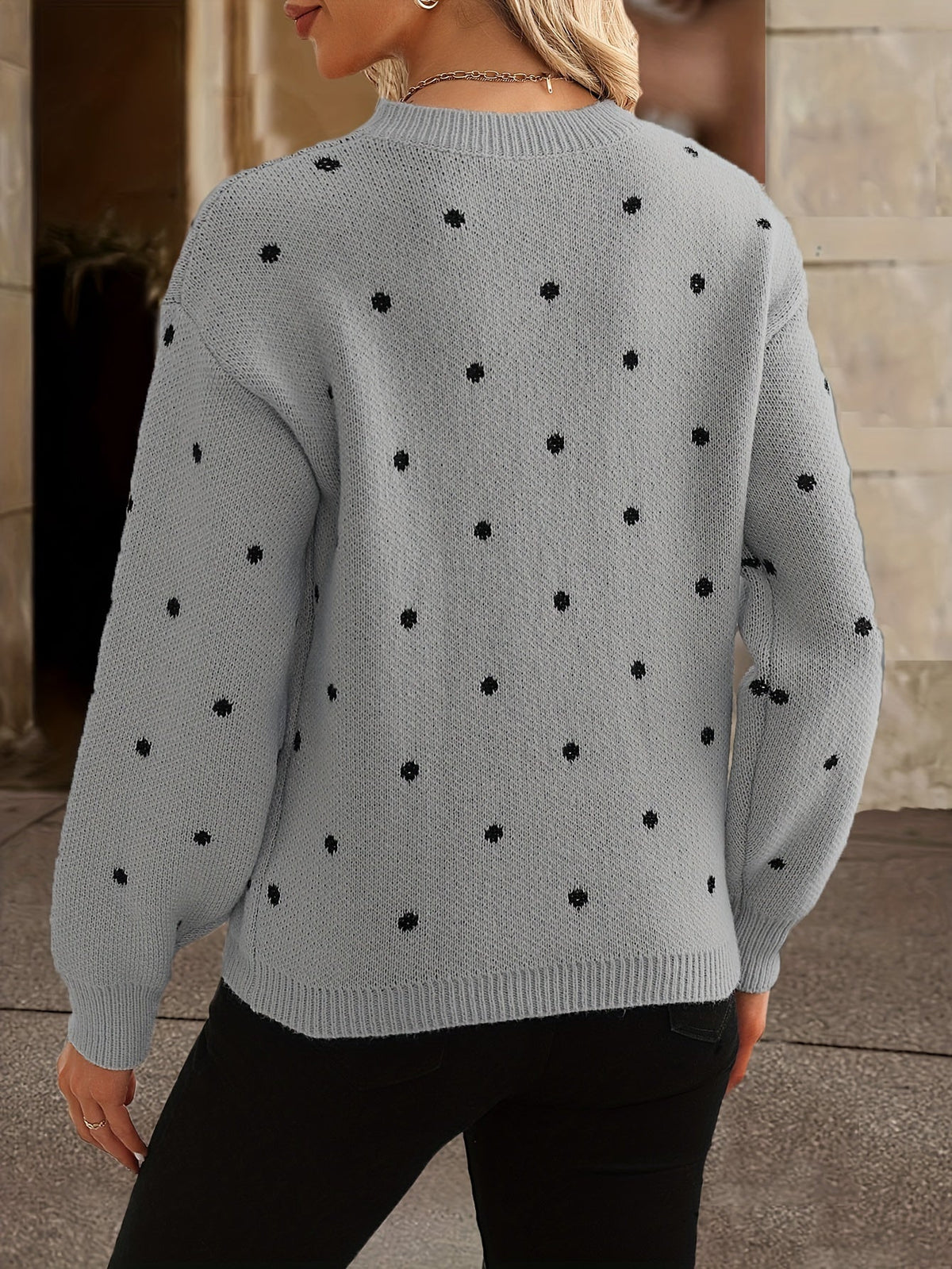 Women's Polka Dot Cozy Sweater - Autumn Winter Style