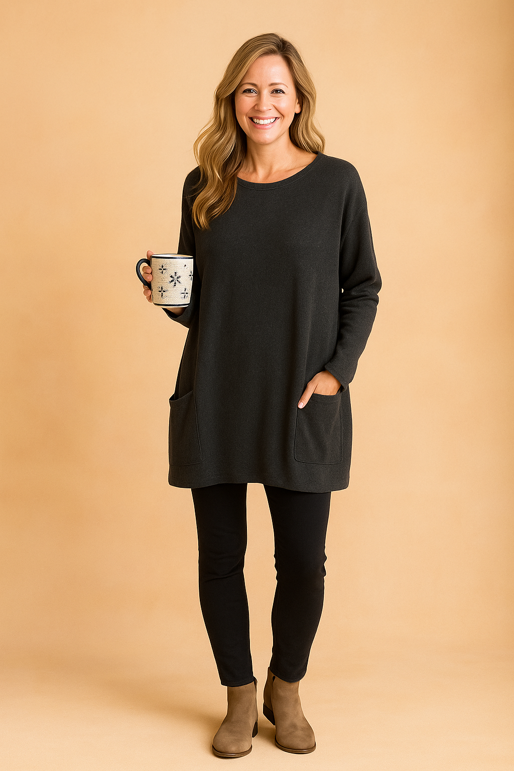 Women's Oversized Pocket Sweater for Everyday Comfort