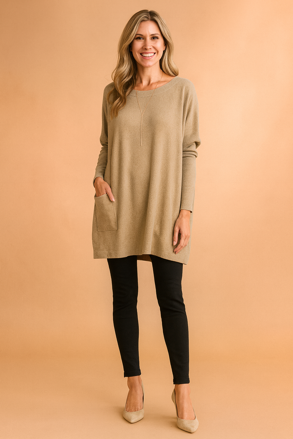Women's Oversized Pocket Sweater for Everyday Comfort