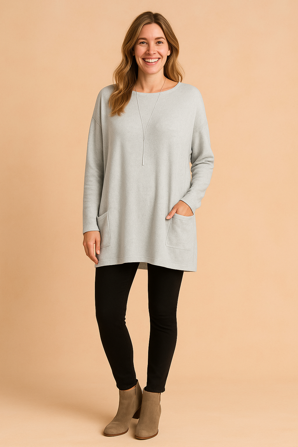Women's Oversized Pocket Sweater for Everyday Comfort