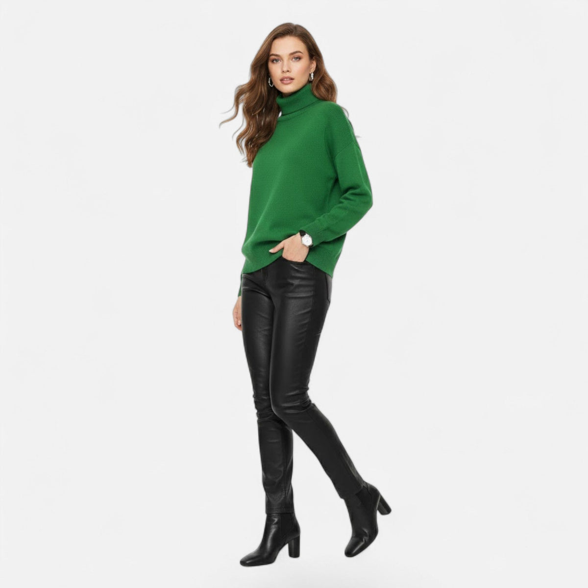 Women's Oversized Thick Knit Turtleneck Sweater for Winter Warmth