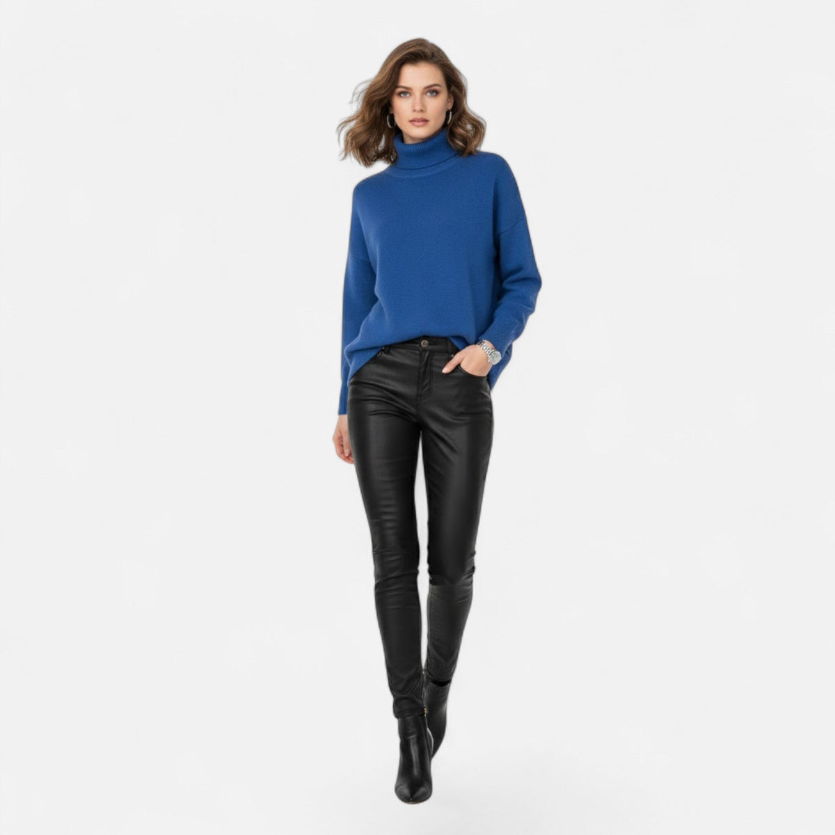 Women's Oversized Thick Knit Turtleneck Sweater for Winter Warmth