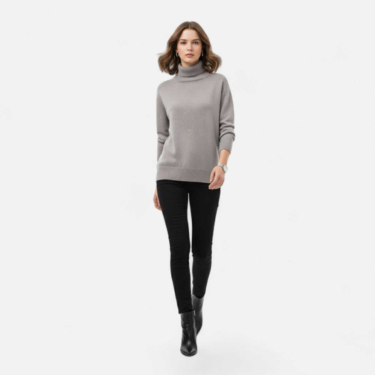 Women's Oversized Thick Knit Turtleneck Sweater for Winter Warmth