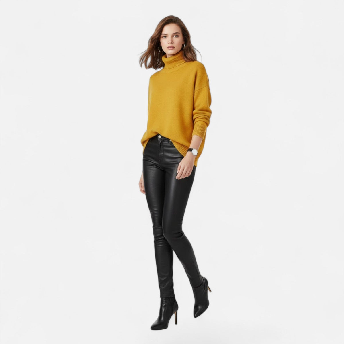 Women's Oversized Thick Knit Turtleneck Sweater for Winter Warmth