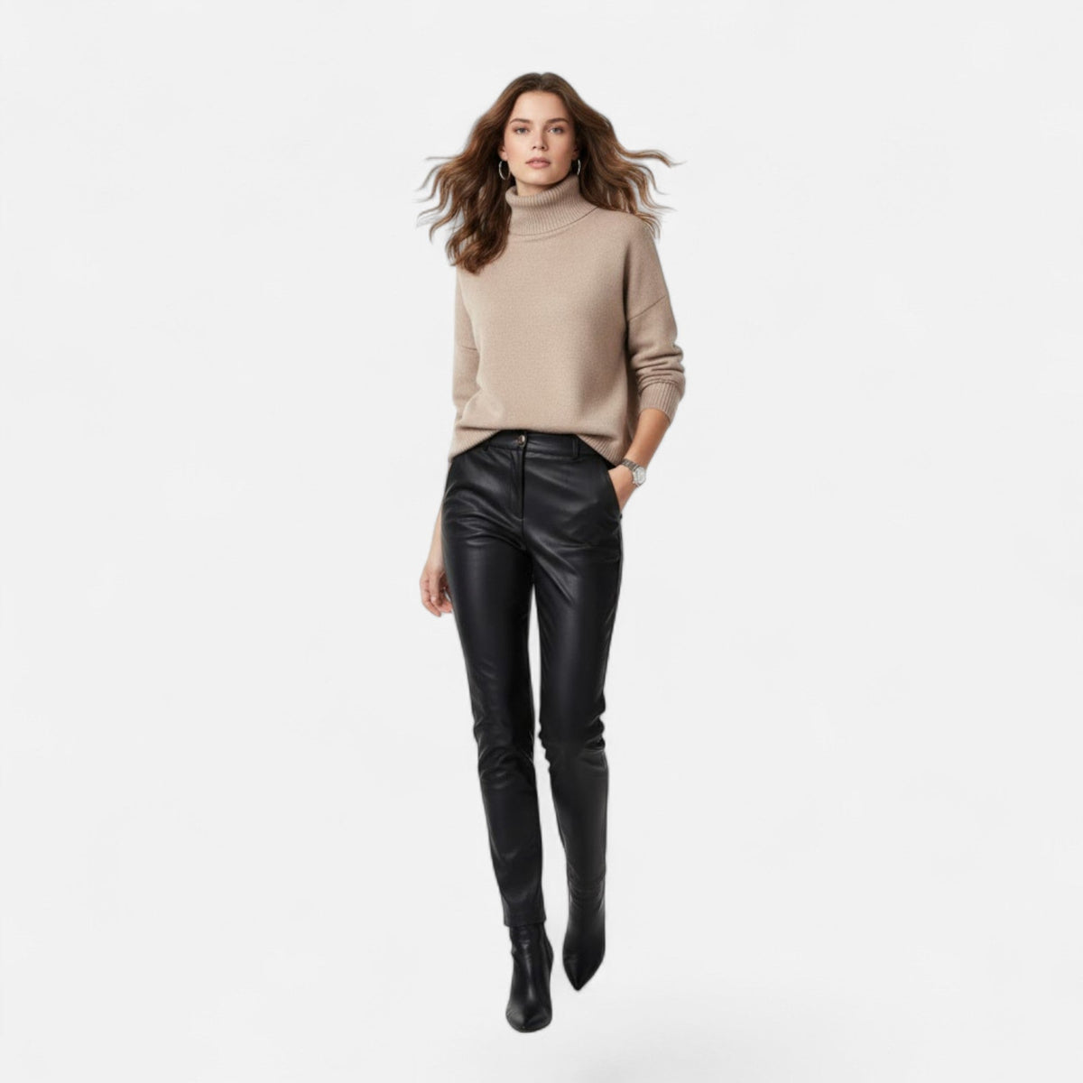 Women's Oversized Thick Knit Turtleneck Sweater for Winter Warmth
