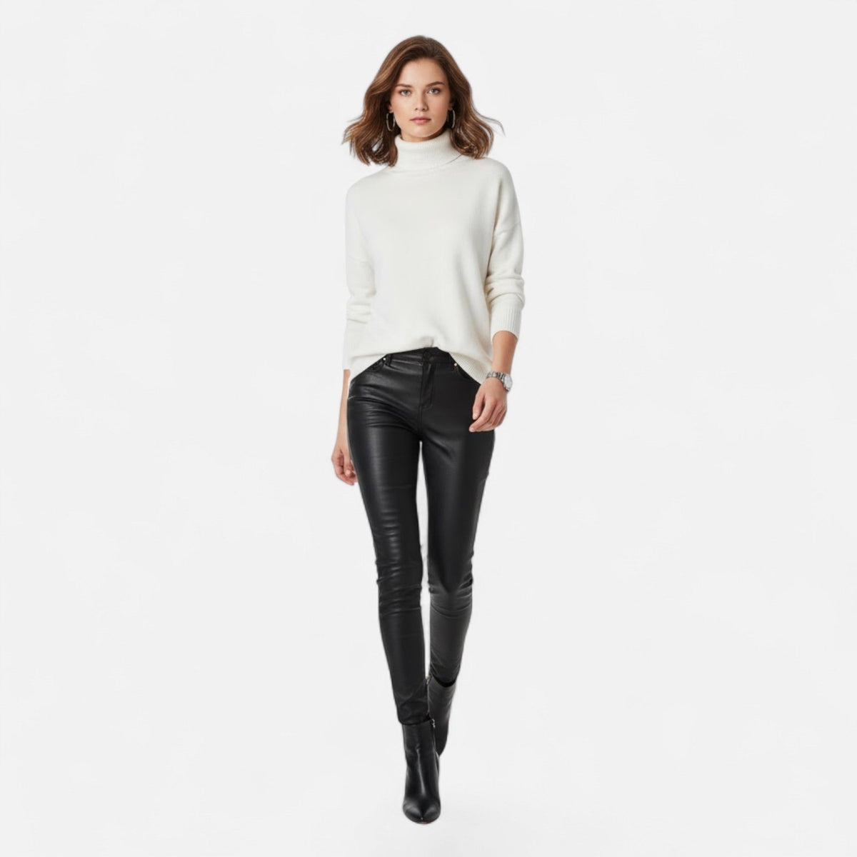 Women's Oversized Thick Knit Turtleneck Sweater for Winter Warmth