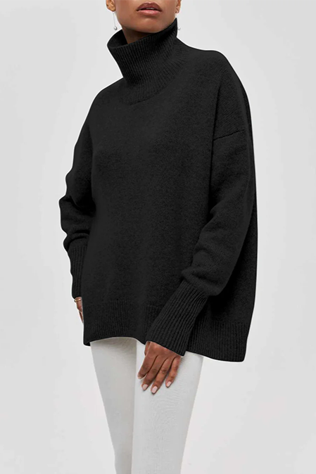 Women's Oversized Turtleneck Sweater for Cozy Comfort